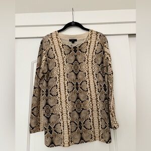 J. Crew Beige and Black Snake Patterned Sweater